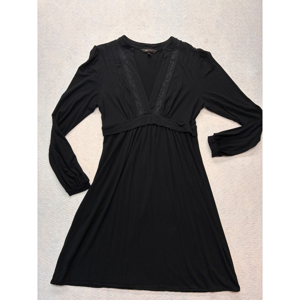 BCBGMAXAZRIA Modern Mini Dress Whimsigoth Office Siren Lace Trim - S Black